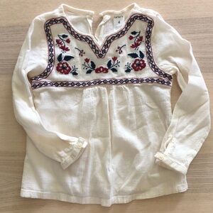 Carter's Cream Blouse with Red and Blue Embroidery